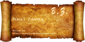 Bunzl Zdenka névjegykártya